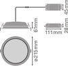 DOWNLIGHT ALU EMERGENCY DN200 25 W 3000 K AT 3H WT