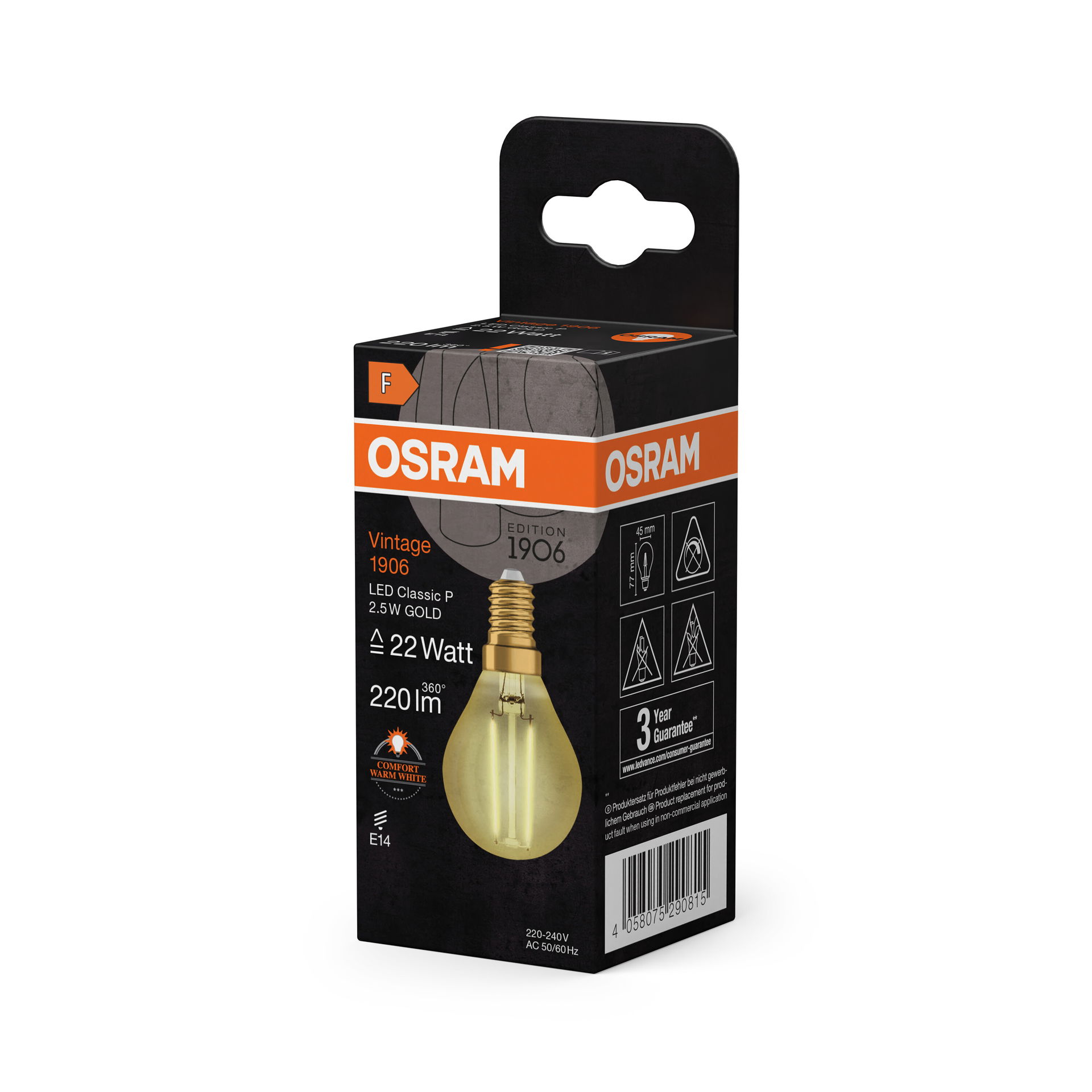 Vintage 1906® LED CLASSIC P 2.5W 824 Gold E14 – Image 2 of 6
