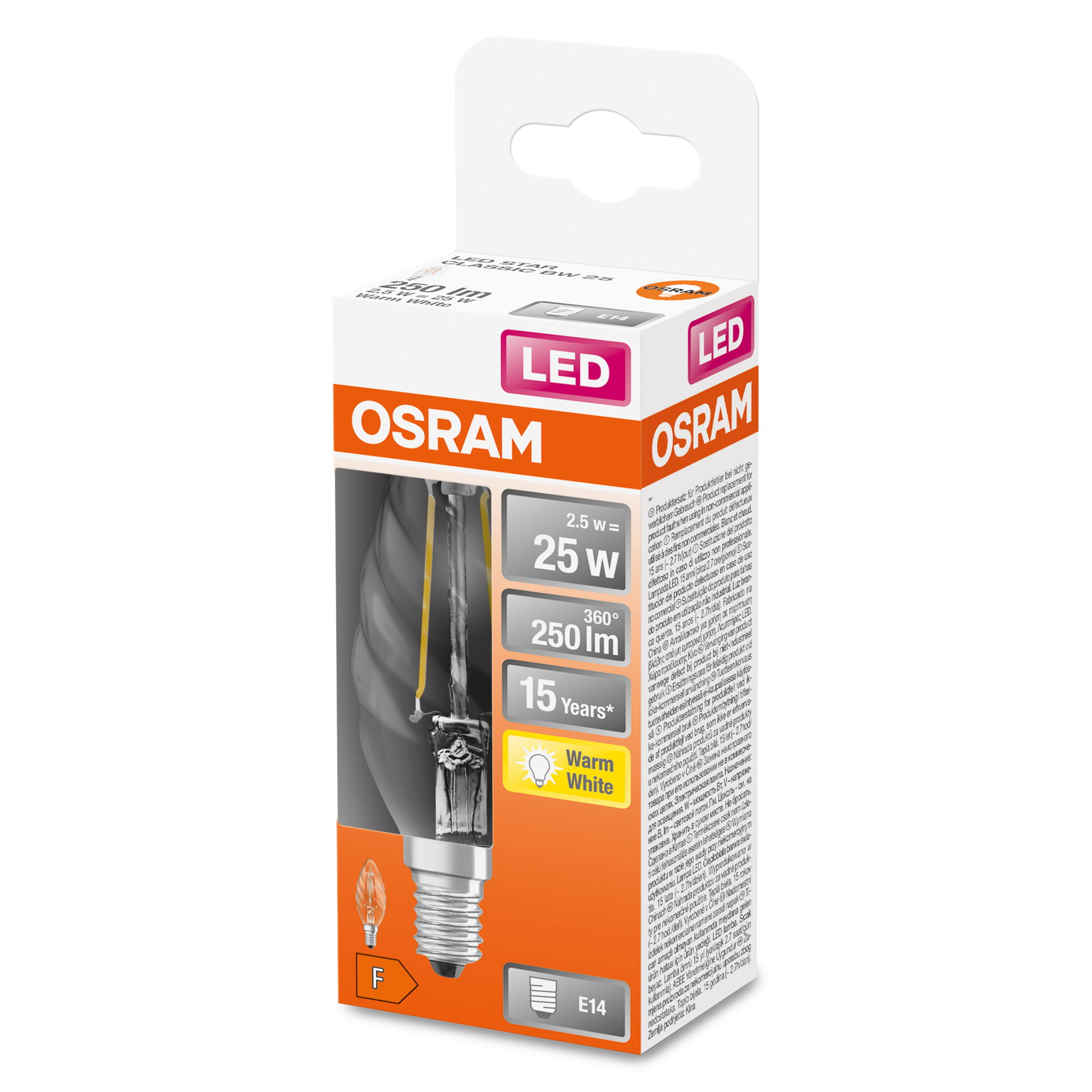LED Retrofit CLASSIC BW 2.5W 827 Clear E14 – Image 2 of 5