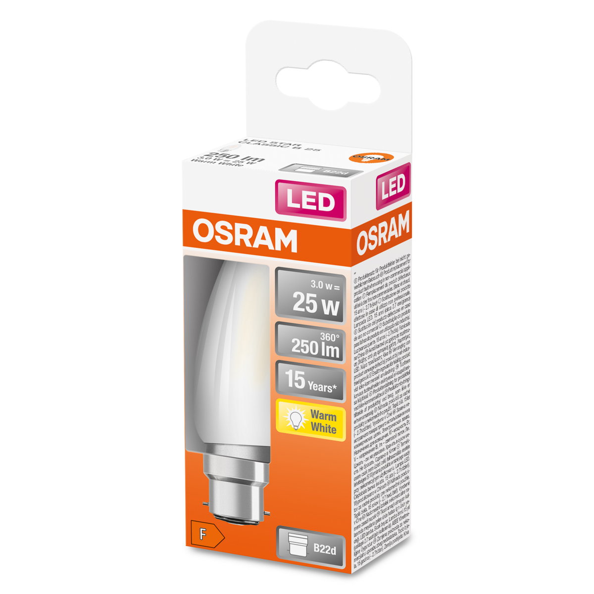LED Retrofit CLASSIC B 2.5W 827 Frosted B22d – Image 2 of 5