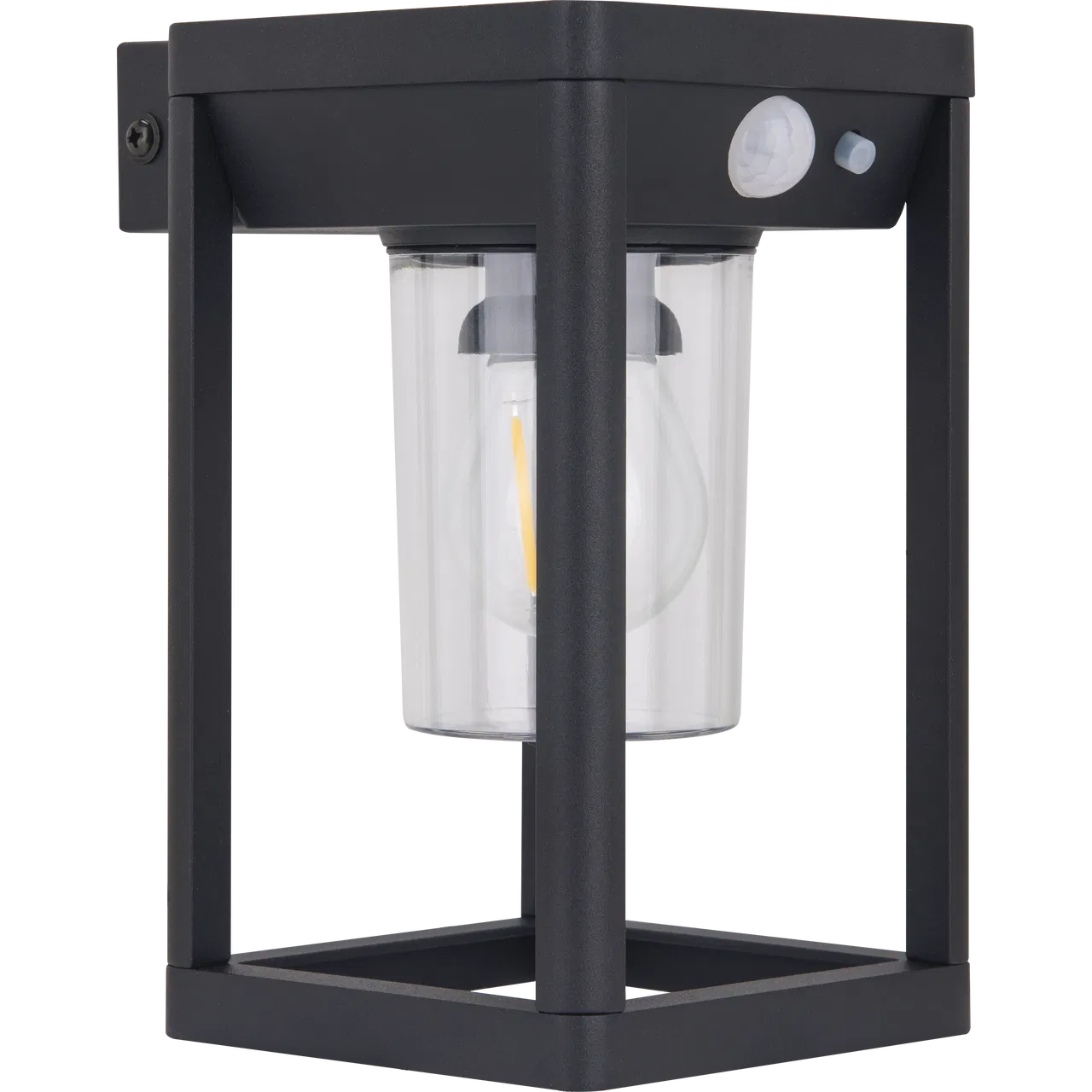 FILAMENT DECORATIVE SOLAR WALL LANTERN 2W 220LM 3000K  IP54 WITH PIR - BLACK