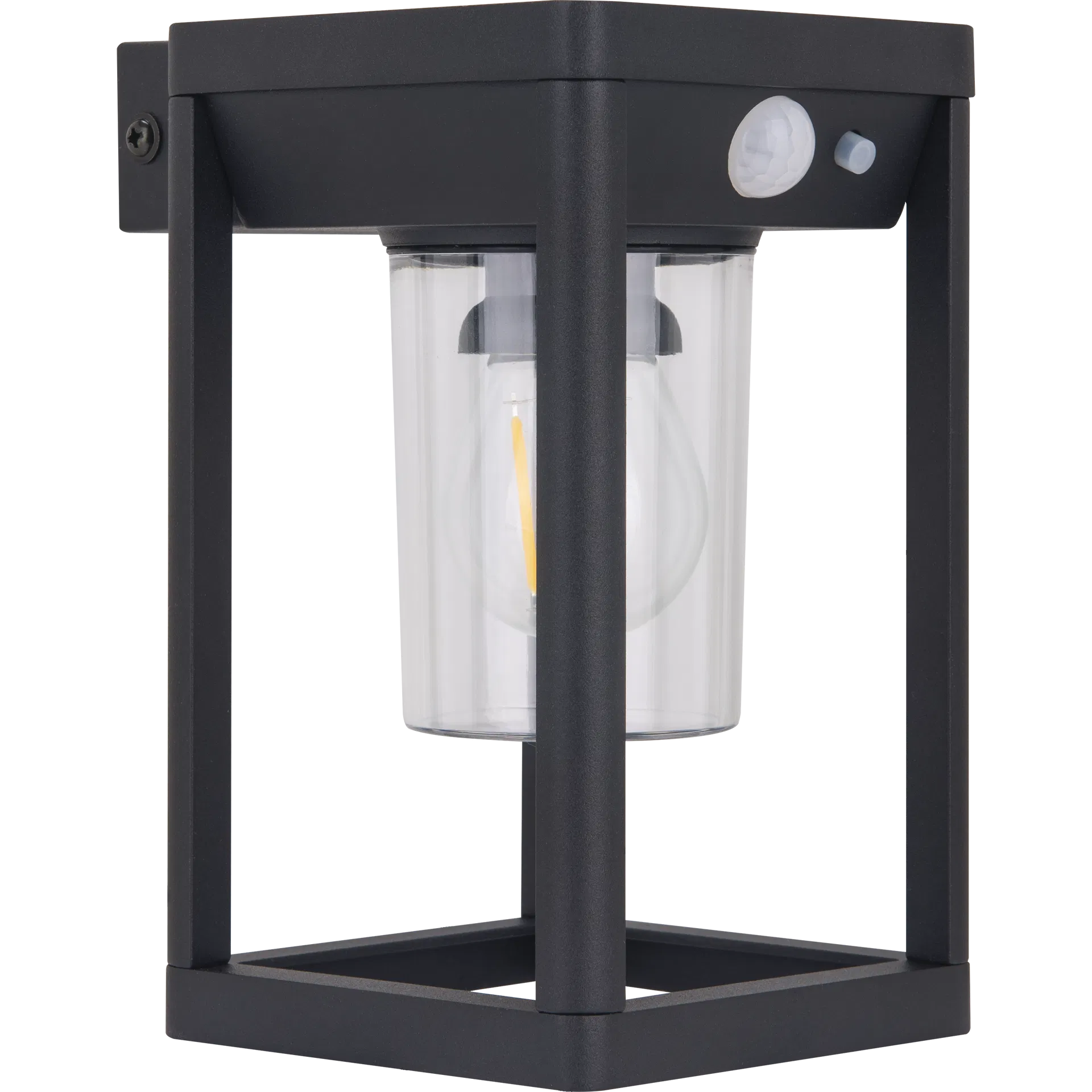 FILAMENT DECORATIVE SOLAR WALL LANTERN 2W 220LM 3000K  IP54 WITH PIR - BLACK