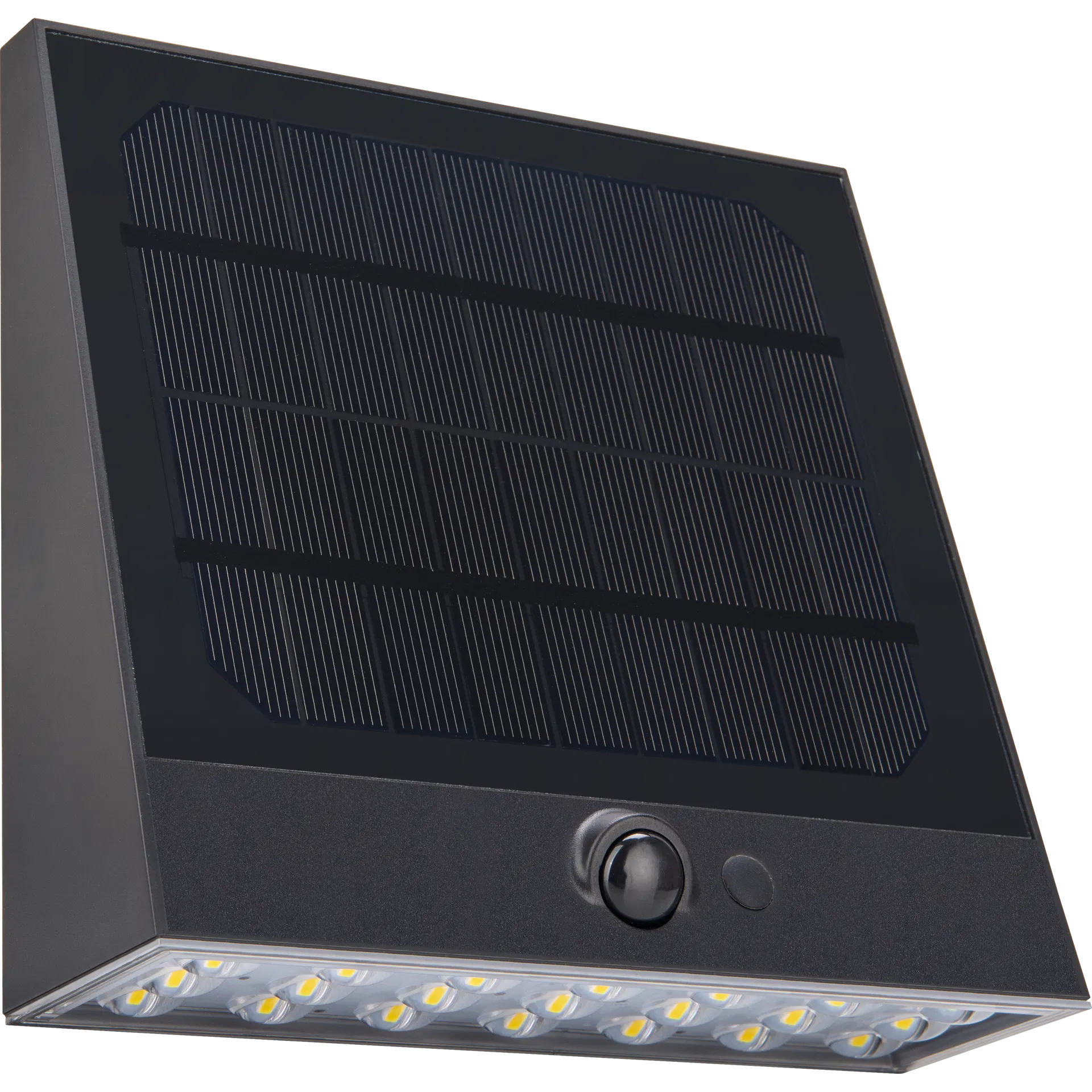 STEALTH DECORATIVE SOLAR WALL WASH LIGHT 7W 1000LM 3000K IP54 WITH PIR - BLACK