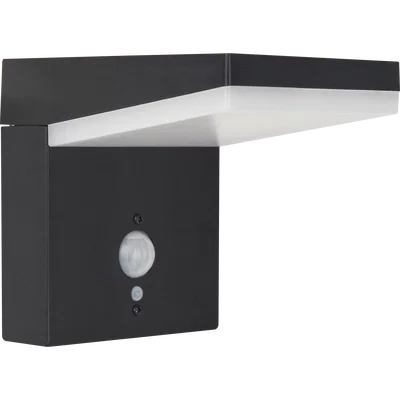 ARIES DECORATIVE SOLAR WALL LIGHT 5W 600LM 3000K IP44 WITH PIR - SLATE GREY