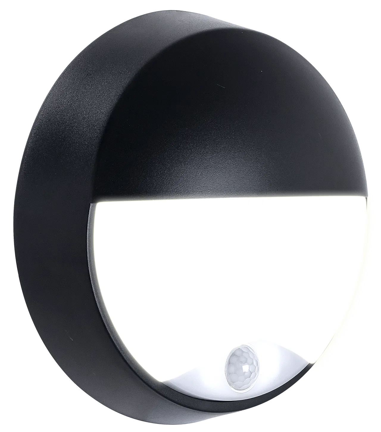 EBEE10P40-01 ECO ROUND BULKHEAD EYELID PIR IP54 400LM 10W 4000K SUPPLIED BLACK AND WHITE TRIM