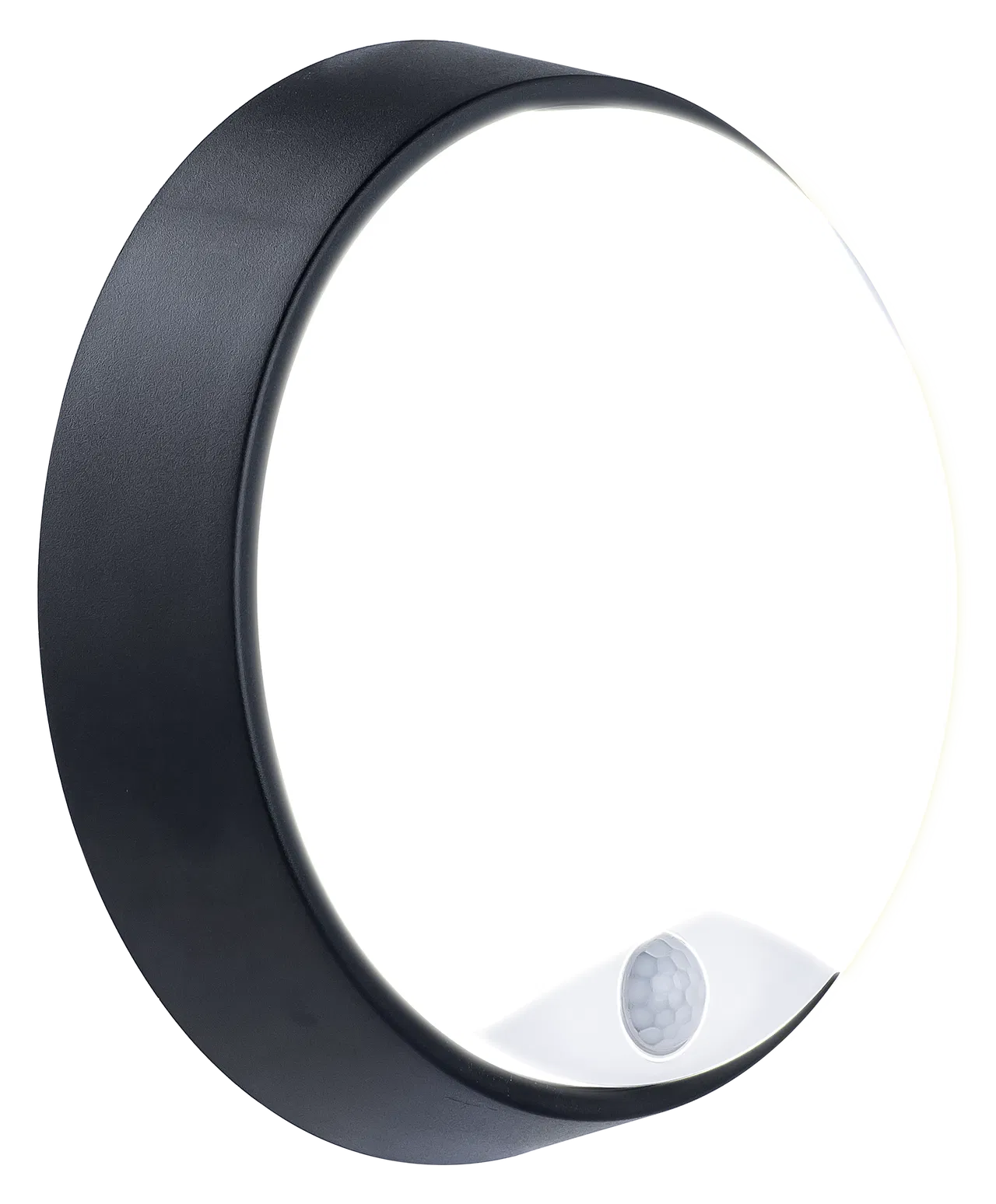 EBER10P40-01 ECO ROUND BULKHEAD PIR IP54 700LM 10W 4000K SUPPLIED BLACK AND WHITE TRIM