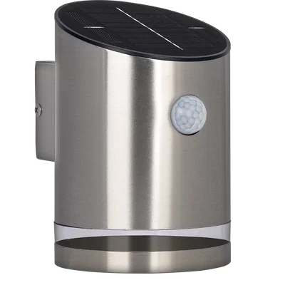 SOLAR STAINLESS STEEL PIR WALL LIGHT 100LM IP44 4000K
