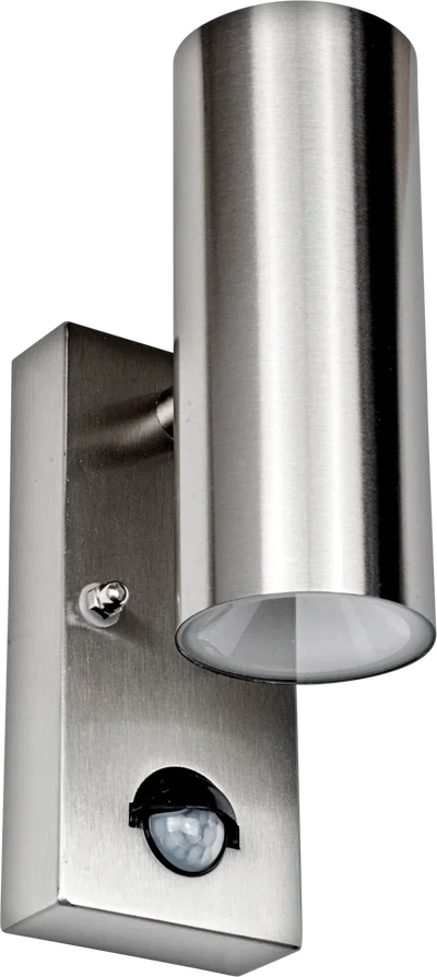 STAINLESS STEEL LED PIR WALL LIGHT UP/DOWN 500LM 8W 3000K