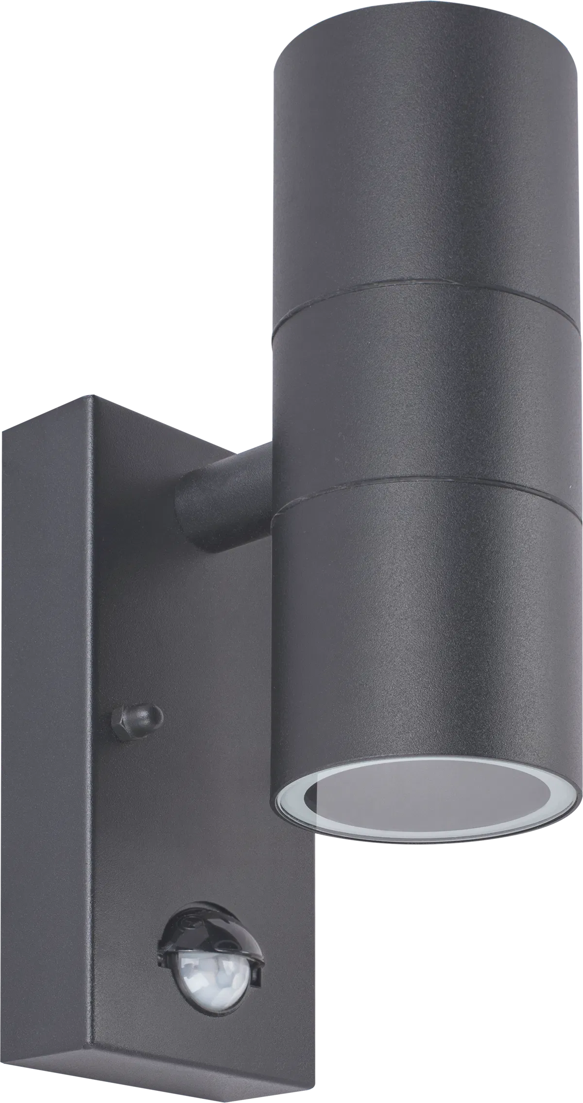 SLATE GREY STAINLESS STEEL EXTERIOR DECORATIVE GU10 UP/DOWN WALL LIGHT WITH PIR MOTION SENSOR - IP44