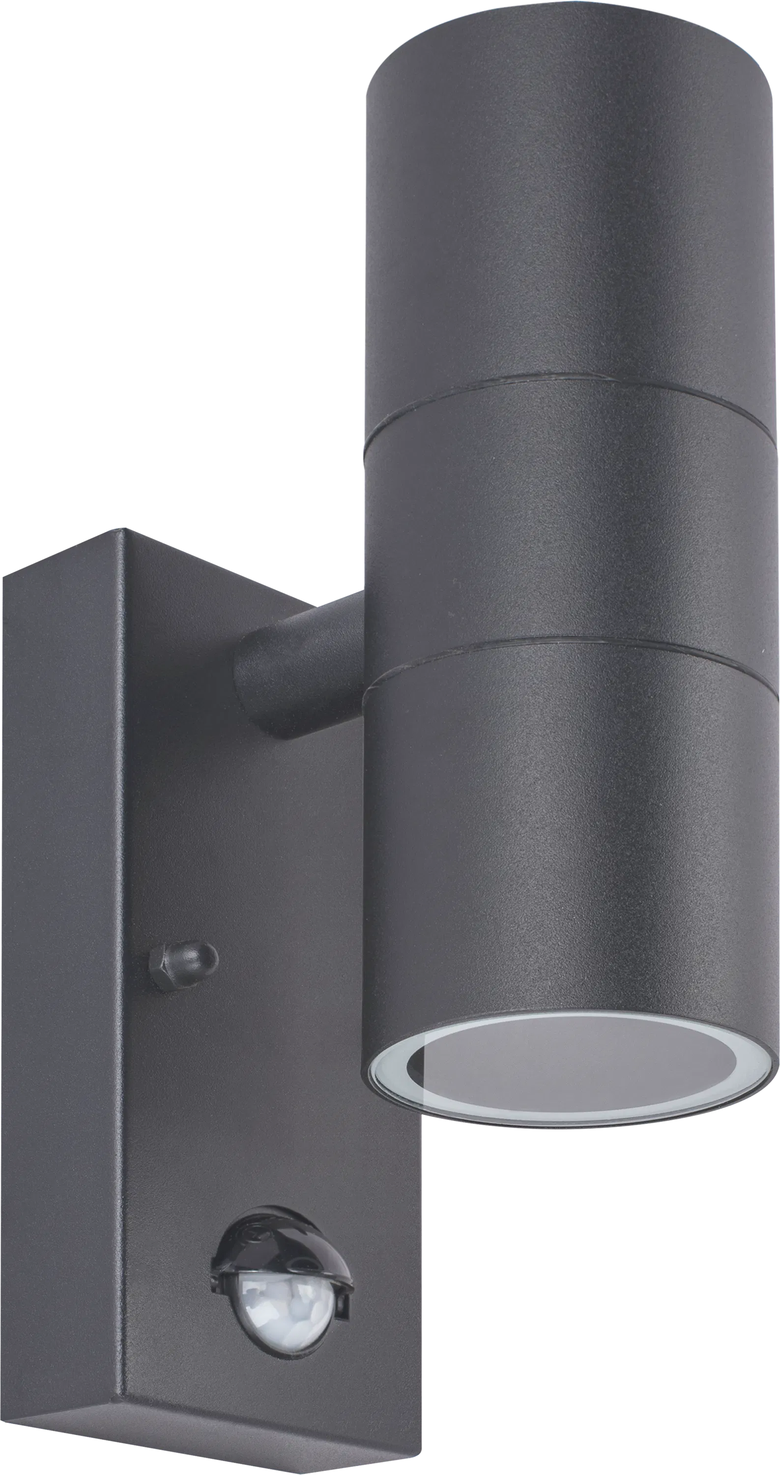 SLATE GREY STAINLESS STEEL EXTERIOR DECORATIVE GU10 UP/DOWN WALL LIGHT WITH PIR MOTION SENSOR - IP44