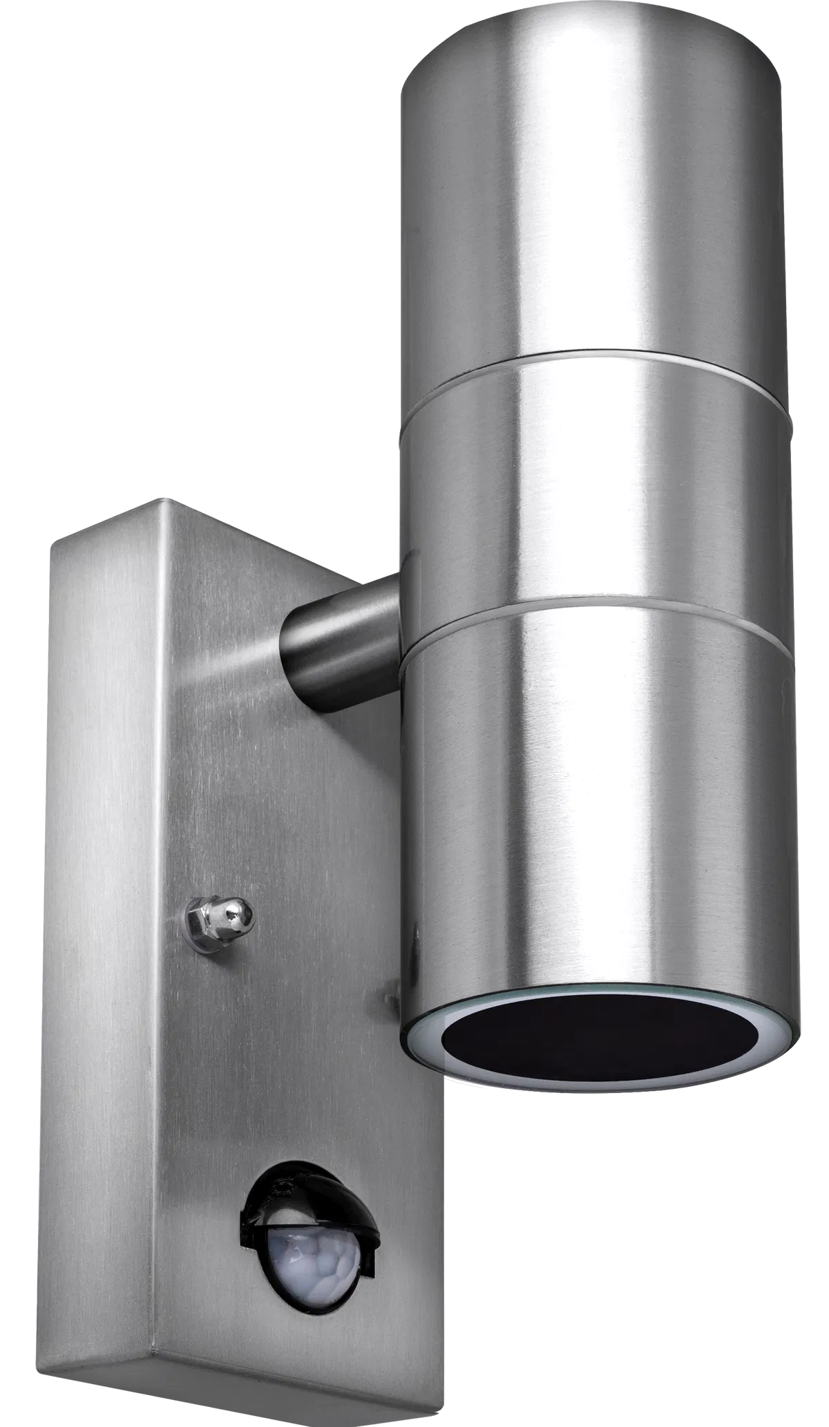 STAINLESS STEEL EXTERIOR DECORATIVE GU10 UP/DOWN WALL LIGHT WITH PIR MOTION SENSOR - IP44