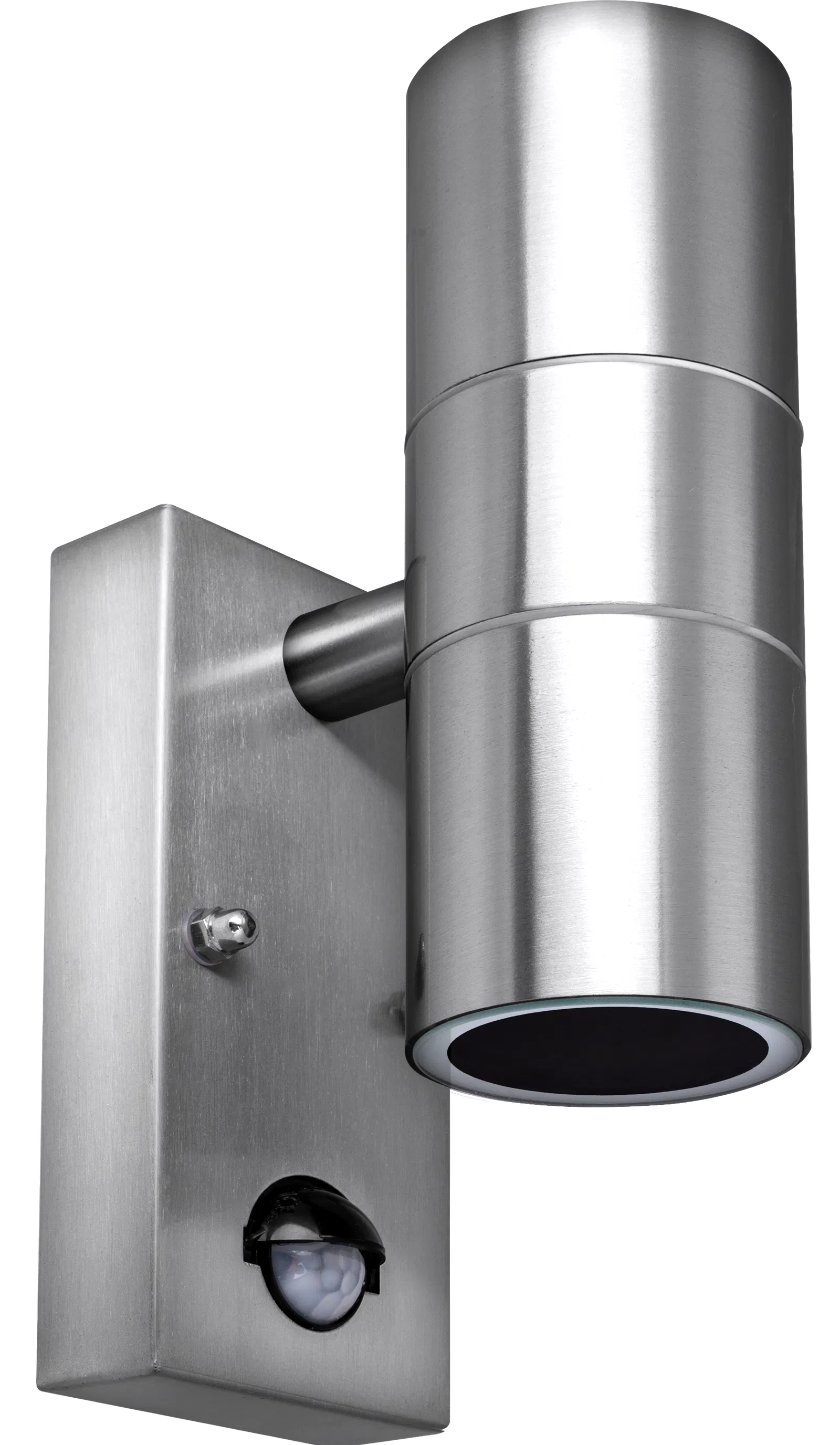 STAINLESS STEEL EXTERIOR DECORATIVE GU10 UP/DOWN WALL LIGHT WITH PIR MOTION SENSOR - IP44