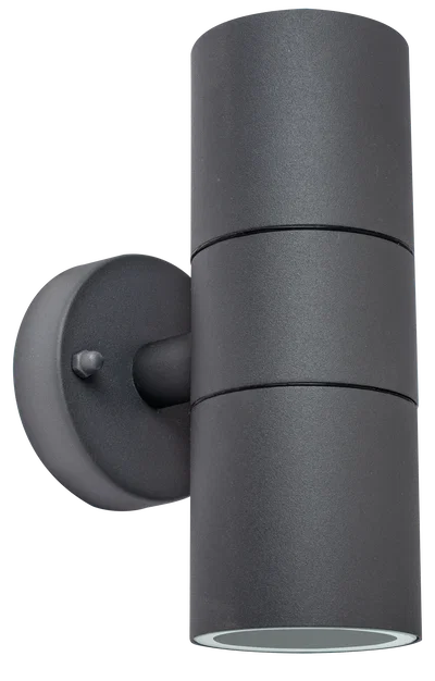 SLATE GREY STAINLESS STEEL EXTERIOR DECORATIVE GU10 UP/DOWN WALL LIGHT - IP44