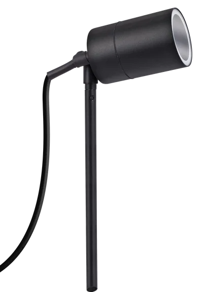 BLACK STAINLESS STEEL EXTERIOR DECORATIVE GU10 GARDEN SPIKE LIGHT - IP44