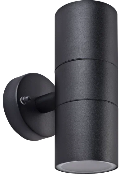 BLACK STAINLESS STEEL EXTERIOR DECORATIVE GU10 UP/DOWN WALL LIGHT - IP44