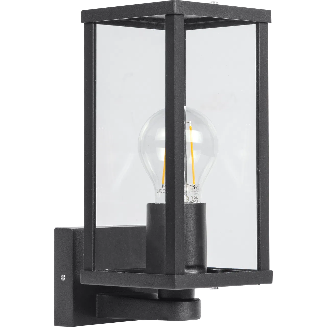 Exterior Decorative Wall Glass Lantern Top/Bottom Arm - IP44 - E27 Lamp included - Grey