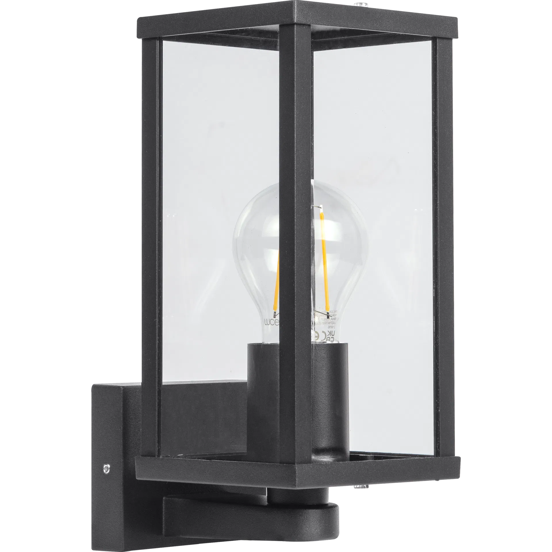 Exterior Decorative Wall Glass Lantern Top/Bottom Arm - IP44 - E27 Lamp included - Grey