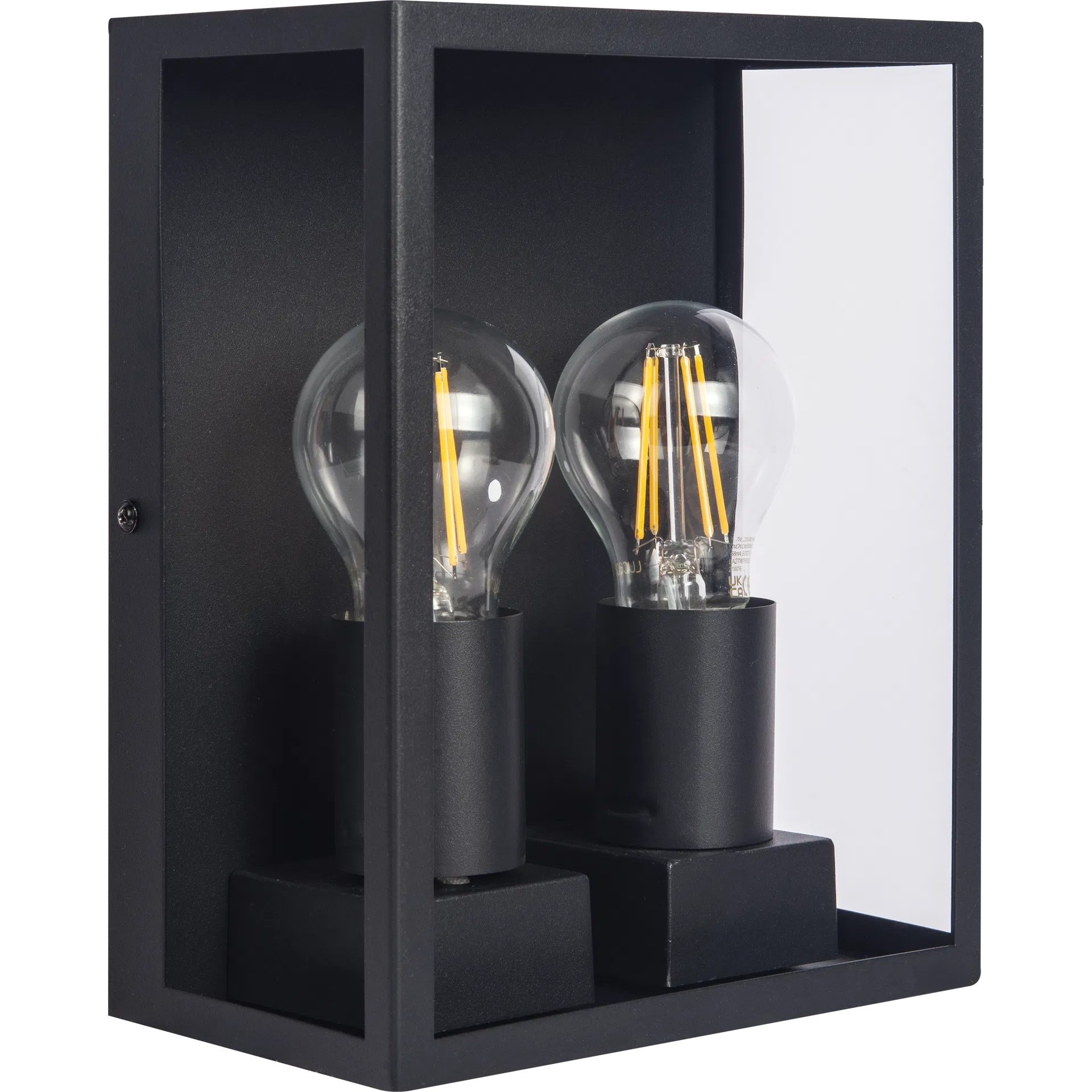 Exterior Decorative Wall Glass Lanten Twin - IP44 - E27 Lamp included - Black