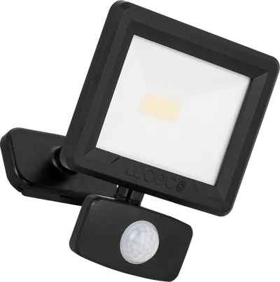 ECO FLOOD IP65 PIR BLK 800LM 10W 4000K - 1M CABLE