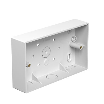Marshall-Tufflex 2 Gang Surface Mount Accessory Box 32mm Deep Universal Knockouts Square Corners White (Pack of 10)