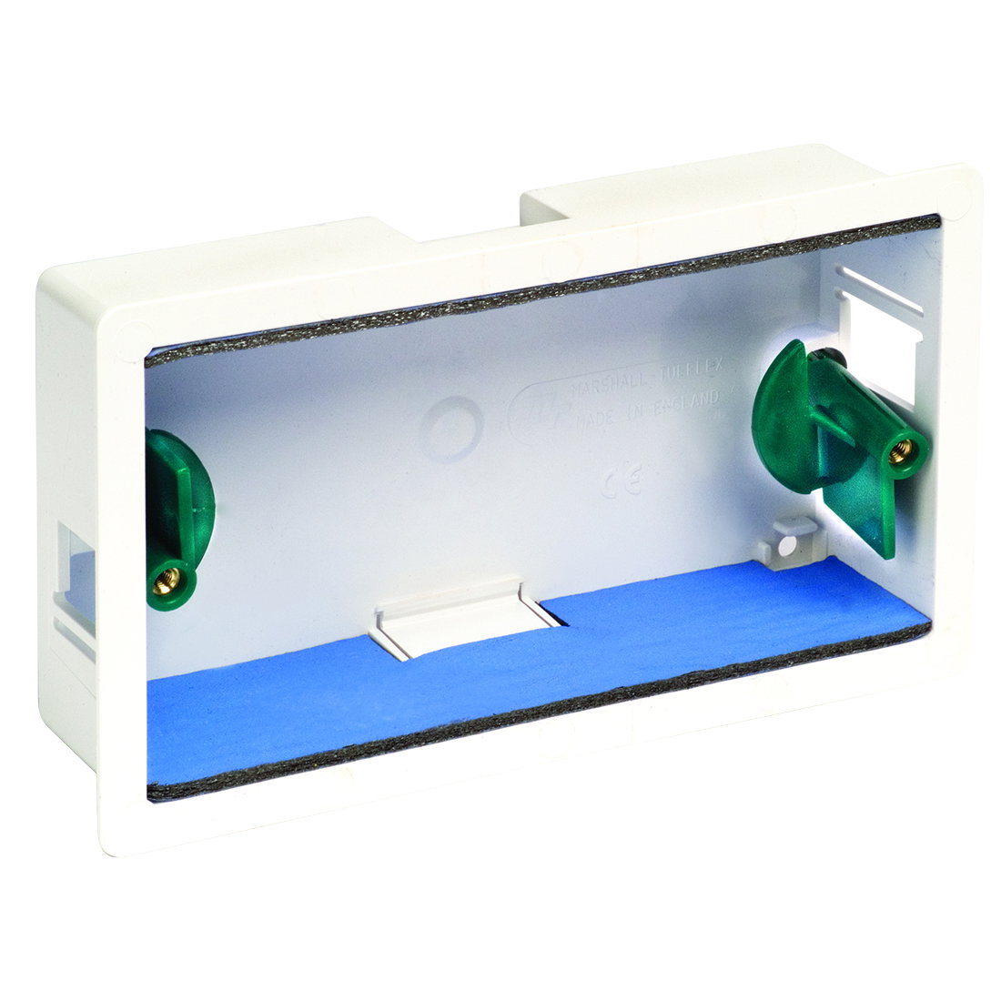Marshall-Tufflex 2 Gang Fire Barrier Dry Lining Box 34mm Deep 6mm - 14mm Wall Thickness Adjustment White (Pack of 10)