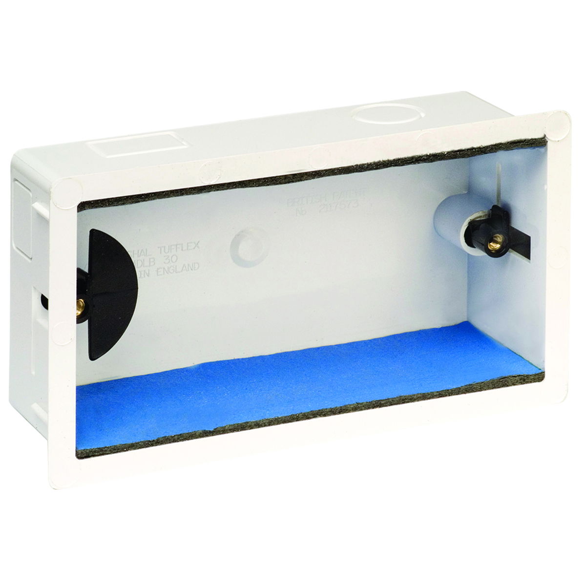 Marshall-Tufflex 2 Gang Dry Lining Fire Barrier Box 46mm Deep 9mm - 26mm Wall Thickness Adjustment White (Pack of 5)