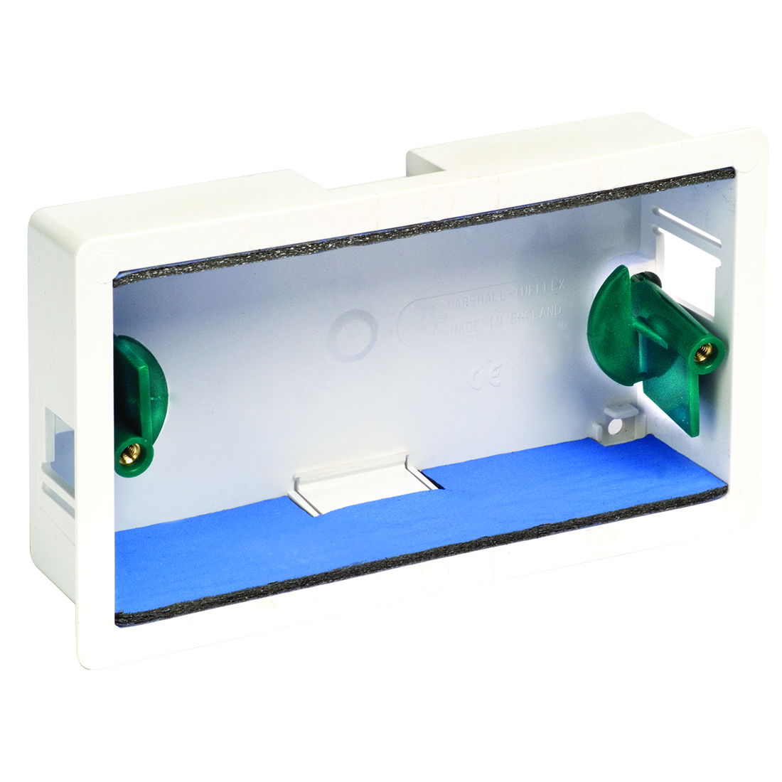 Marshall-Tufflex 2 Gang Fire Barrier Dry Lining Box 34mm Deep 18mm - 25mm Wall Thickness Adjustment White (Pack of 10)