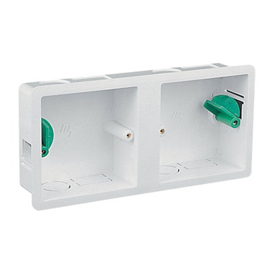 Marshall-Tufflex 2 x 1 Gang Dry Lining Box 34mm Deep 6mm - 14mm Wall Thickness Adjustment White (Pack of 5)