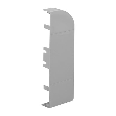 Marshall-Tufflex Sterling Curve 167mm x 50mm Aluminium 3 Compartment Skirting (Profile 2) Left End Cap Silver Grey