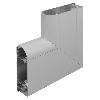 Marshall-Tufflex Sterling Curve 167mm x 50mm Aluminium 3 Compartment Skirting (Profile 2) Flat Angle Up Silver Grey