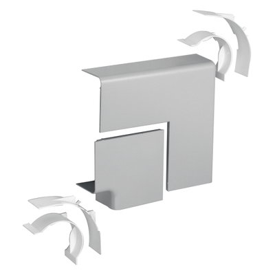 Marshall-Tufflex Twin Plus 210mm x 57mm Aluminium 2 Compartment Trunking Flat Angle Assembly Silver Grey