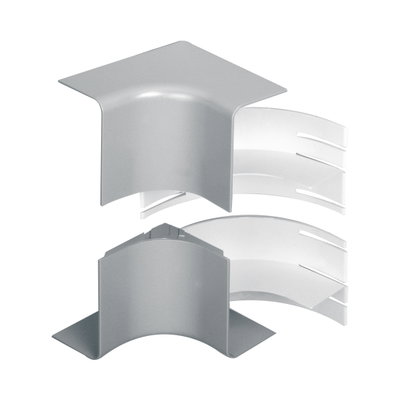 Marshall-Tufflex Twin Plus 210mm x 57mm Aluminium 2 Compartment Trunking Internal Bend Assembly Silver Grey