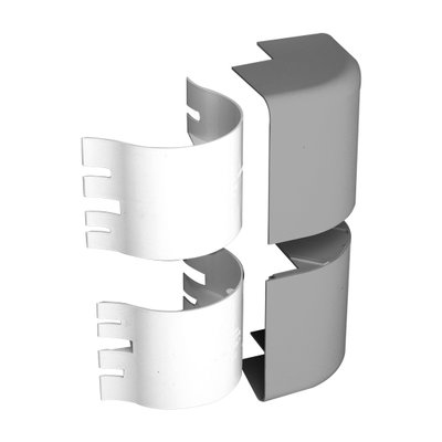 Marshall-Tufflex Twin Plus 210mm x 57mm Aluminium 2 Compartment Trunking External Bend Assembly Silver Grey