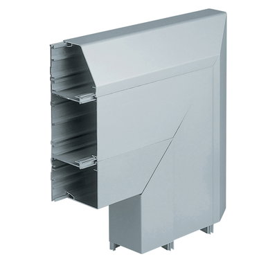 Marshall-Tufflex XL 302 220mm x 65mm Aluminium 3 Compartment Skirting Flat Angle Down Silver Grey