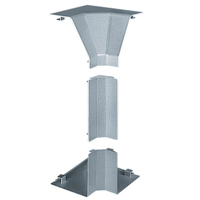 Marshall-Tufflex XL 302 220mm x 65mm Aluminium 3 Compartment Skirting Internal Bend Silver Grey