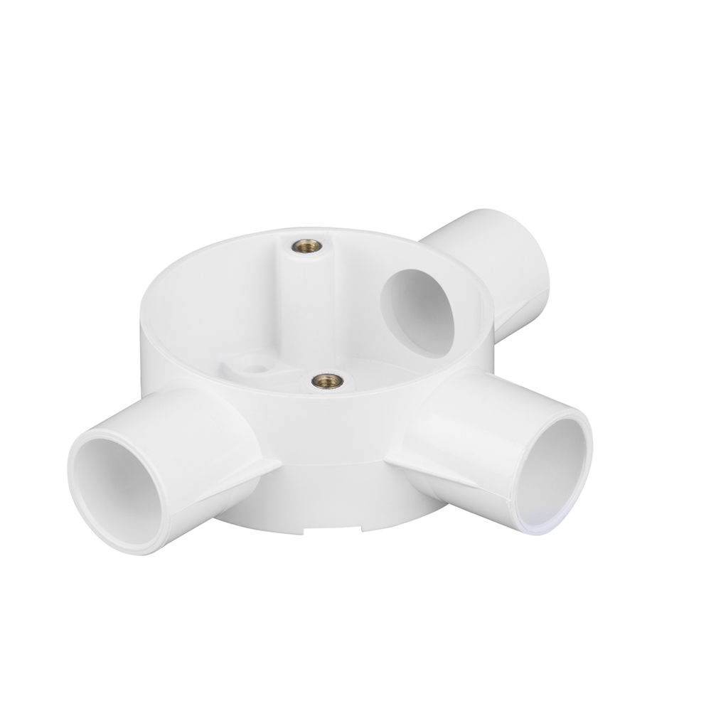 Bendex 20mm Round Conduit PVC-U 3 Way Circular Tee Box White (Pack of 20)
