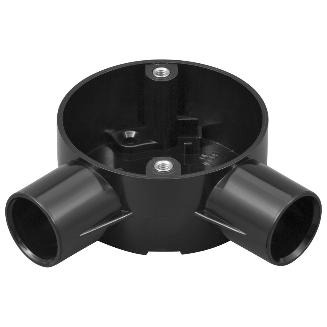 Bendex 25mm Round Conduit PVC-U 2 Way Circular Angle Box Black (Pack of 20)