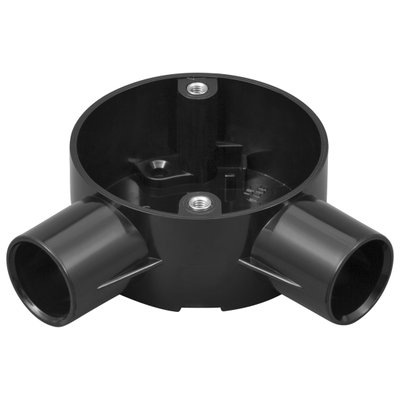 Bendex 25mm Round Conduit PVC-U 2 Way Circular Angle Box Black (Pack of 20)