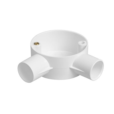 Bendex 25mm Round Conduit PVC-U 2 Way Circular Angle Box White (Pack of 20)