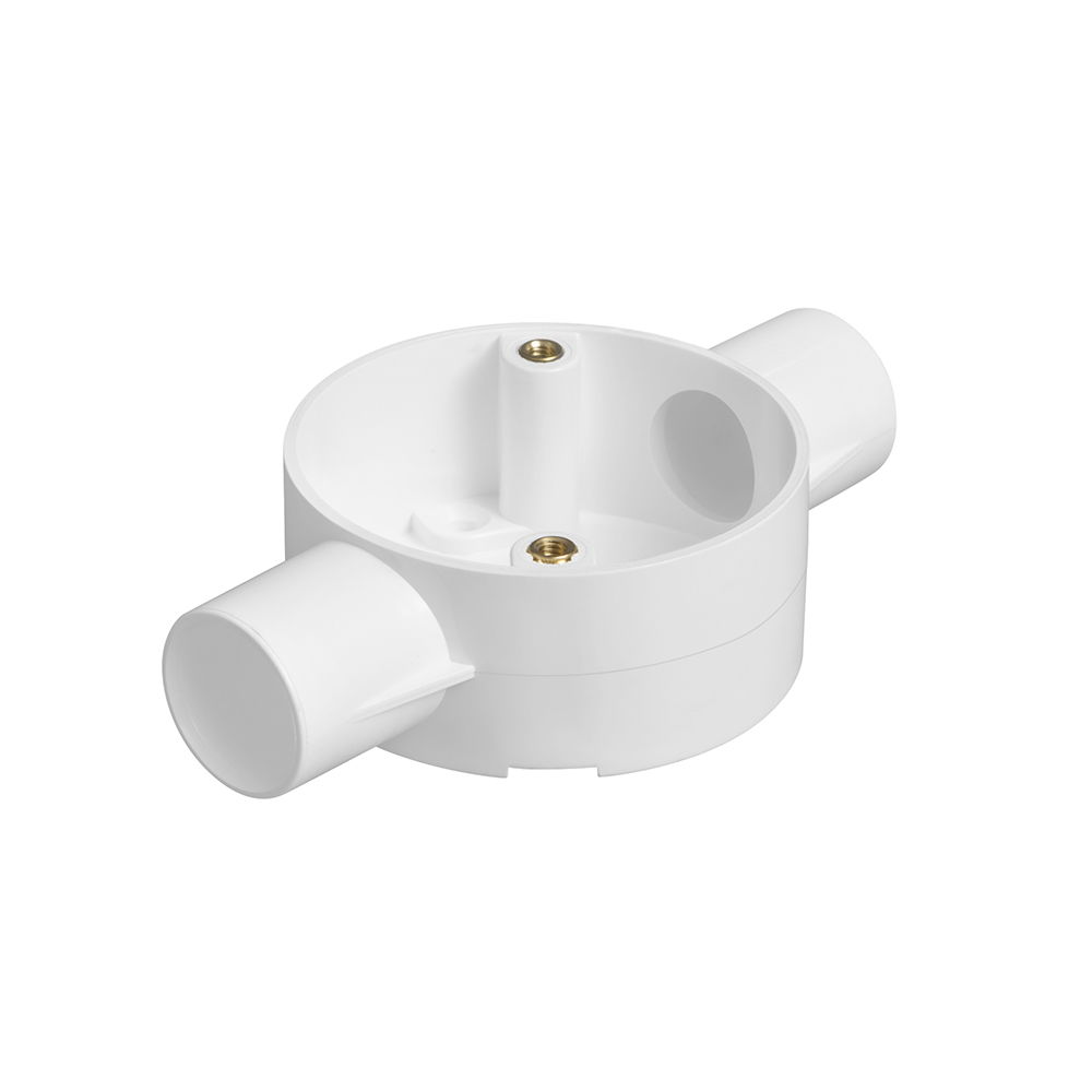 Bendex 25mm Round Conduit PVC-U 2 Way Circular Through Box White (Pack of 20)