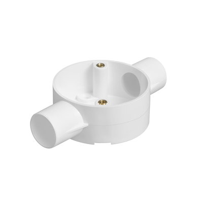 Bendex 25mm Round Conduit PVC-U 2 Way Circular Through Box White (Pack of 20)