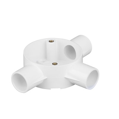 Bendex 25mm Round Conduit PVC-U 3 Way Circular Tee Box White (Pack of 20)