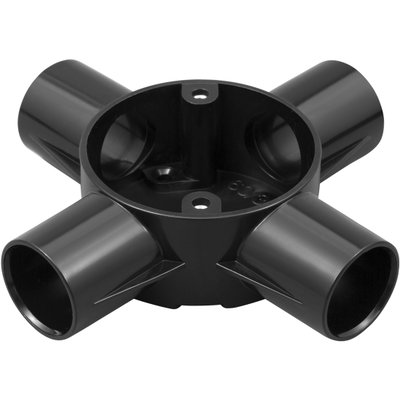 Bendex 25mm Round Conduit PVC-U 4-Way Circular Intersection Box Black (Pack of 20)