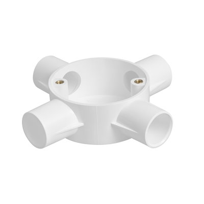 Bendex 25mm Round Conduit PVC-U 4-Way Circular Intersection Box White (Pack of 20)