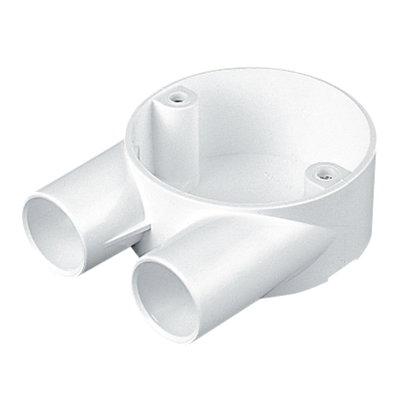 Marshall-Tufflex 20mm PVC-U Round Conduit Circular Box Branch 2-Way (Tangent U) White (Pack of 20)