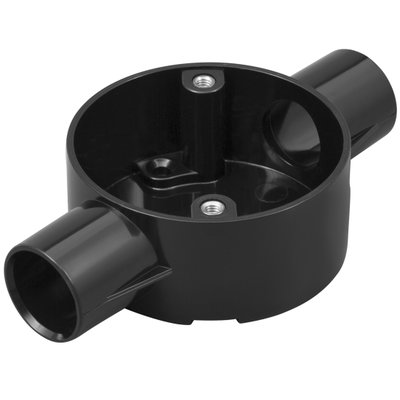 Marshall-Tufflex 20mm PVC-U Round Conduit 2 Way Circular Through Box Black (Pack of 20)