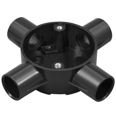 Marshall-Tufflex 20mm PVC-U Round Conduit 4-Way Circular Intersection Box Black (Pack of 20)