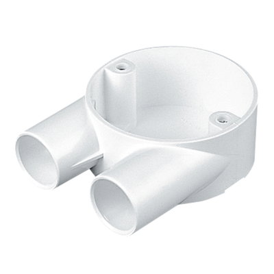 Marshall-Tufflex 25mm PVC-U Round Conduit Circular Box Branch 2-Way (Tangent U) White (Pack of 20)