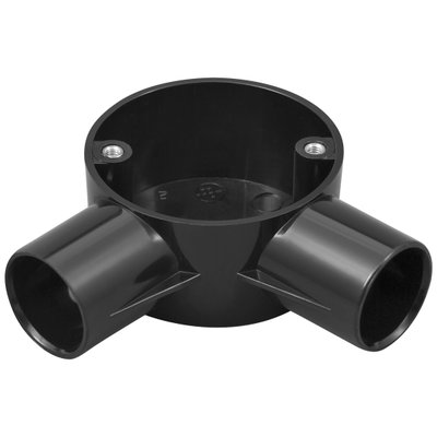 Marshall-Tufflex 25mm PVC-U Round Conduit Circular Box Angle Black (Pack of 20)
