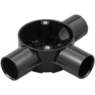 Marshall-Tufflex 25mm PVC-U Round Conduit Circular Box Tee Black (Pack of 20)